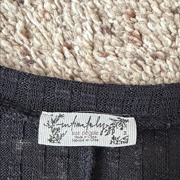 Free People Black Ribbed Long Sleeve Tee - Picture 2 of 9